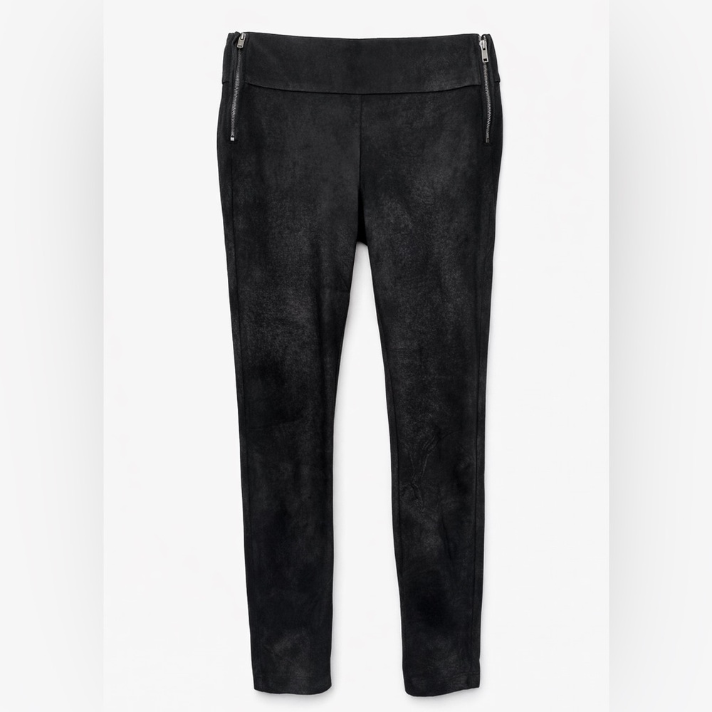 ZARA Trafaluc Black Textured Leggings w/ Zippers Size M US 28